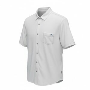 Tommy Bahama IslandZone Polo Shirt Mens XL White Short Sleeve Button Front